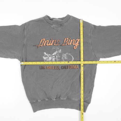 Anine Bing Women's Grey Graphic Pullover Sweatshirt XS Organic Cotton