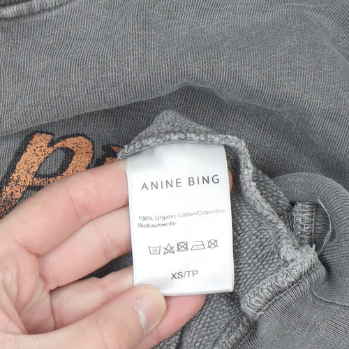 Anine Bing Women's Grey Graphic Pullover Sweatshirt XS Organic Cotton