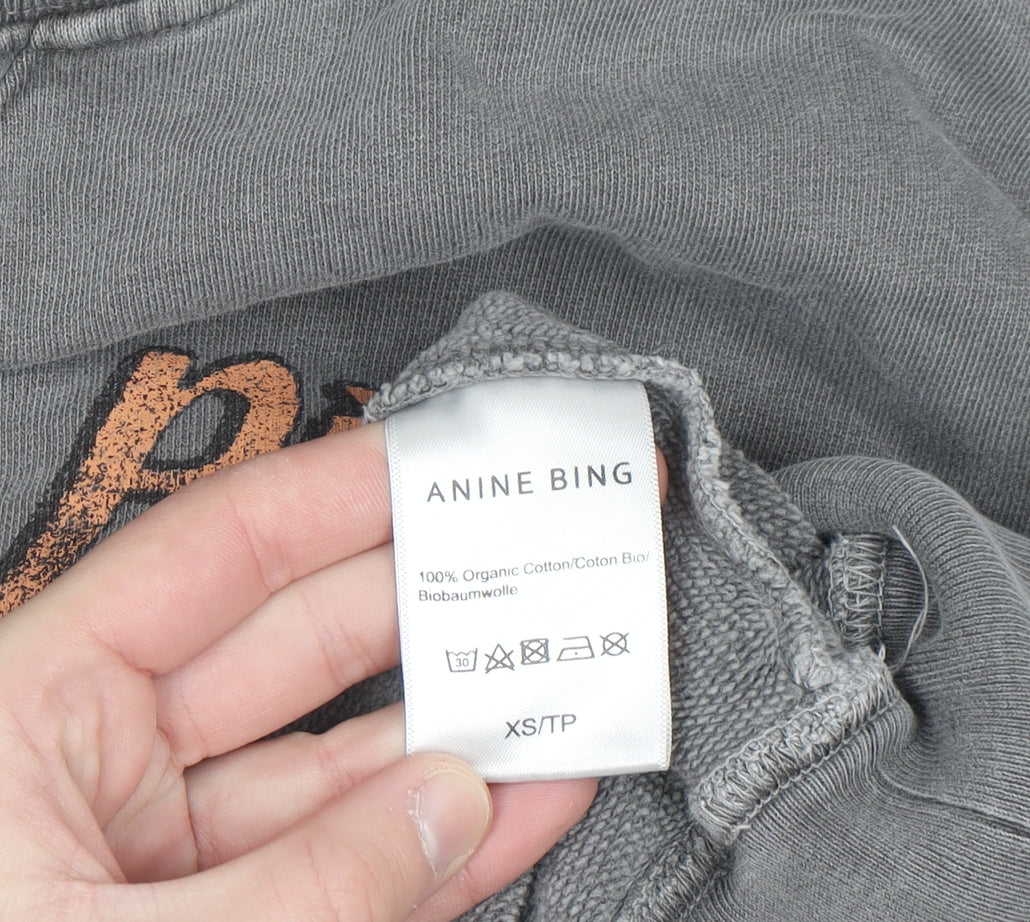 Anine Bing Women's Grey Graphic Pullover Sweatshirt XS Organic Cotton