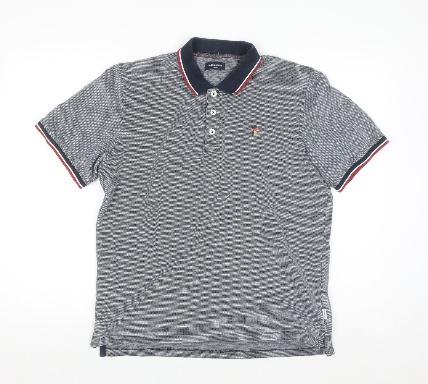 Jack & Jones Men's Grey Cotton Polo Shirt Size M Regular Fit