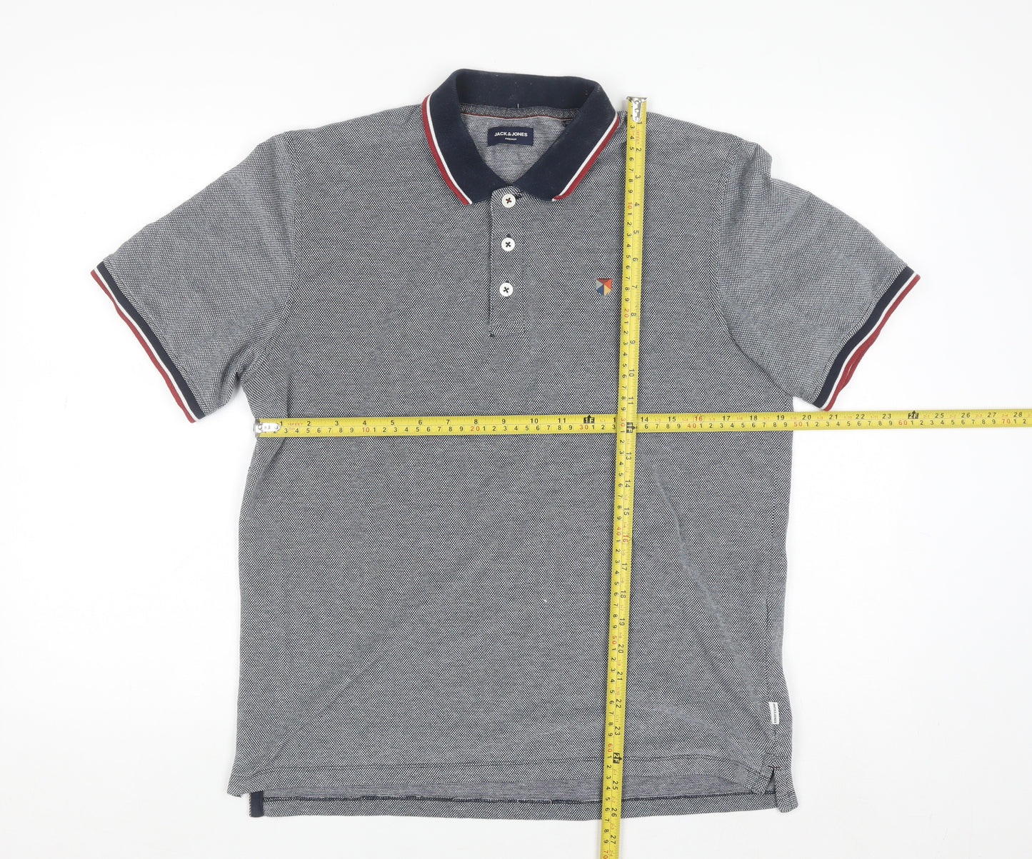 Jack & Jones Men's Grey Cotton Polo Shirt Size M Regular Fit
