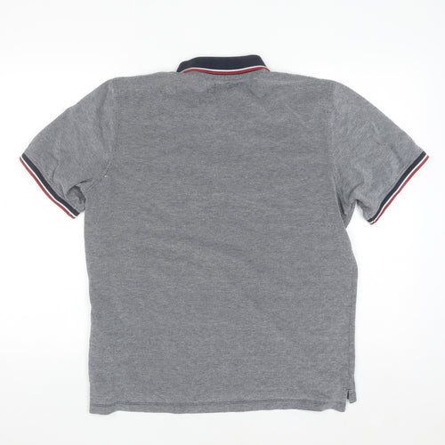 Jack & Jones Men's Grey Cotton Polo Shirt Size M Regular Fit