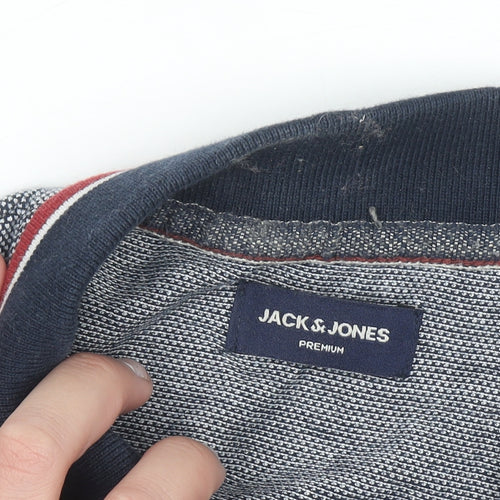 Jack & Jones Men's Grey Cotton Polo Shirt Size M Regular Fit