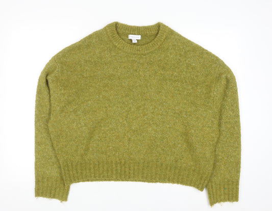 Topshop Women's Green Wool Blend Crew Neck Jumper Size M