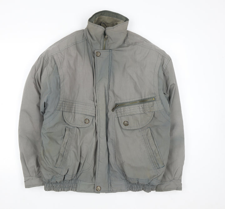 C&A Men's Grey 40 Regular Mid-Length Casual Polyester Cotton Jacket