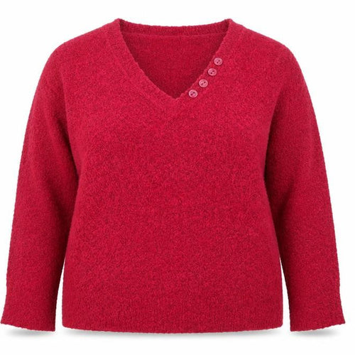 M&Co Women’s Bright Pink V-Neck Button Knit Jumper Size 18