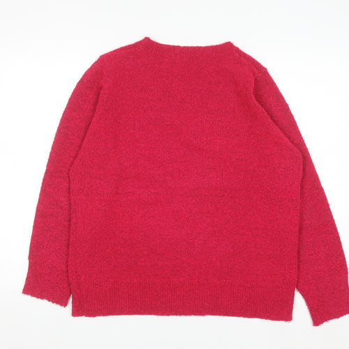 M&Co Women’s Bright Pink V-Neck Button Knit Jumper Size 18