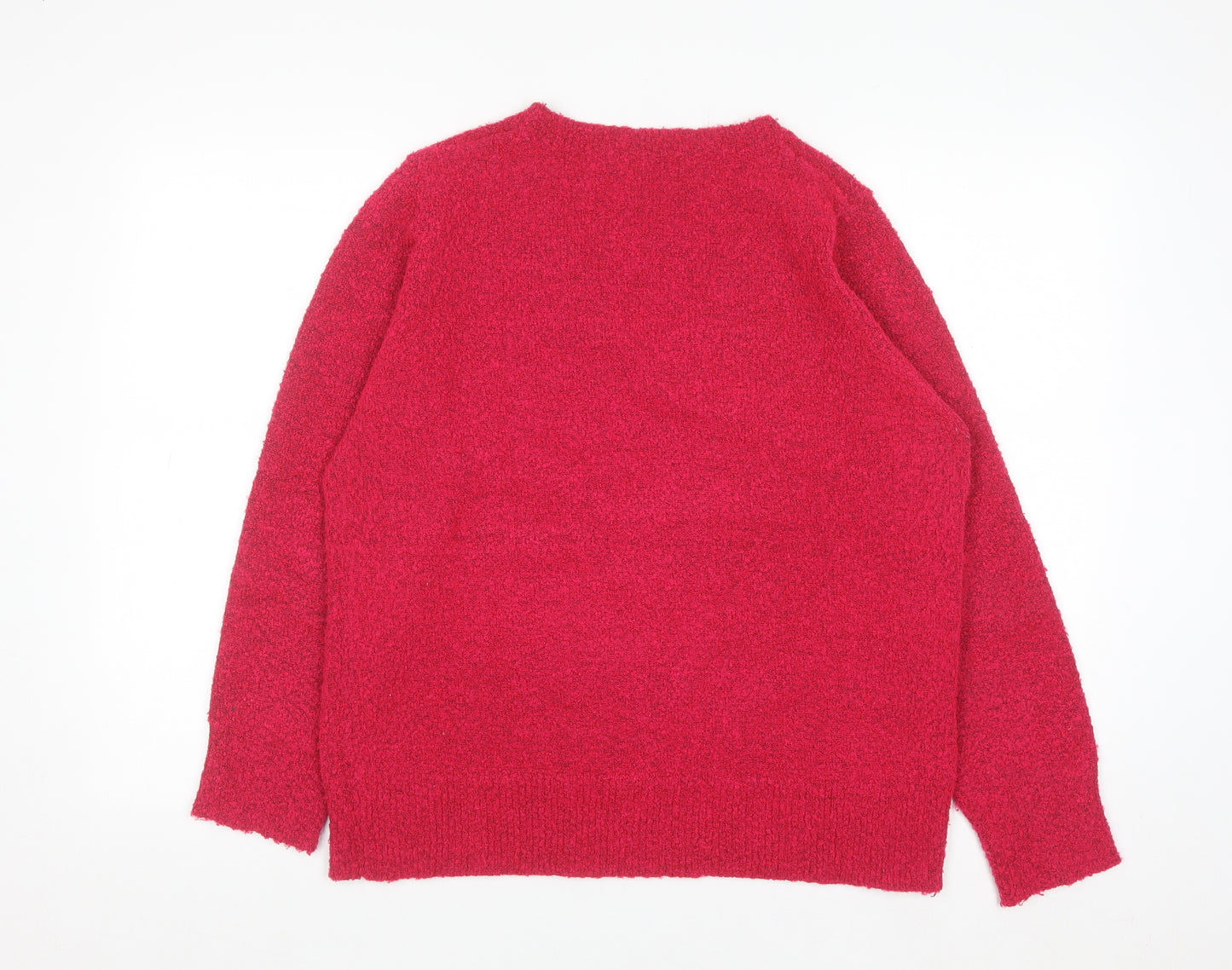 M&Co Women’s Bright Pink V-Neck Button Knit Jumper Size 18