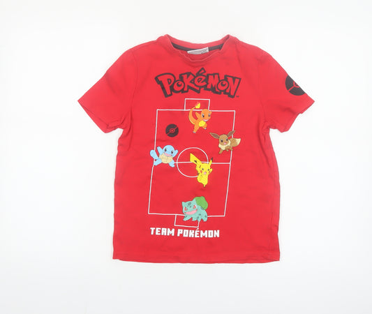 Pokémon Boys Red Graphic T-Shirt 8-9 Years Team Pokémon Cotton Top
