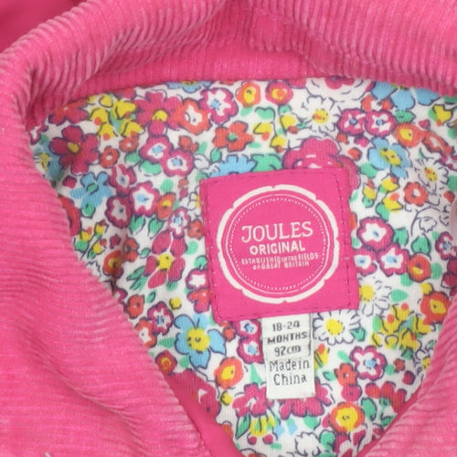 Joules Girls Pink Quilted Jacket 18-24 Months Padded Winter Coat