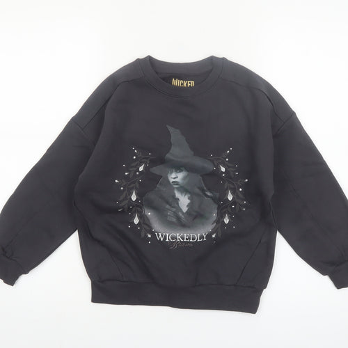 Marks and Spencer Girls Black Wicked Witch Pullover Sweatshirt 7-8 Years