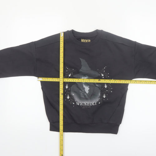 Marks and Spencer Girls Black Wicked Witch Pullover Sweatshirt 7-8 Years