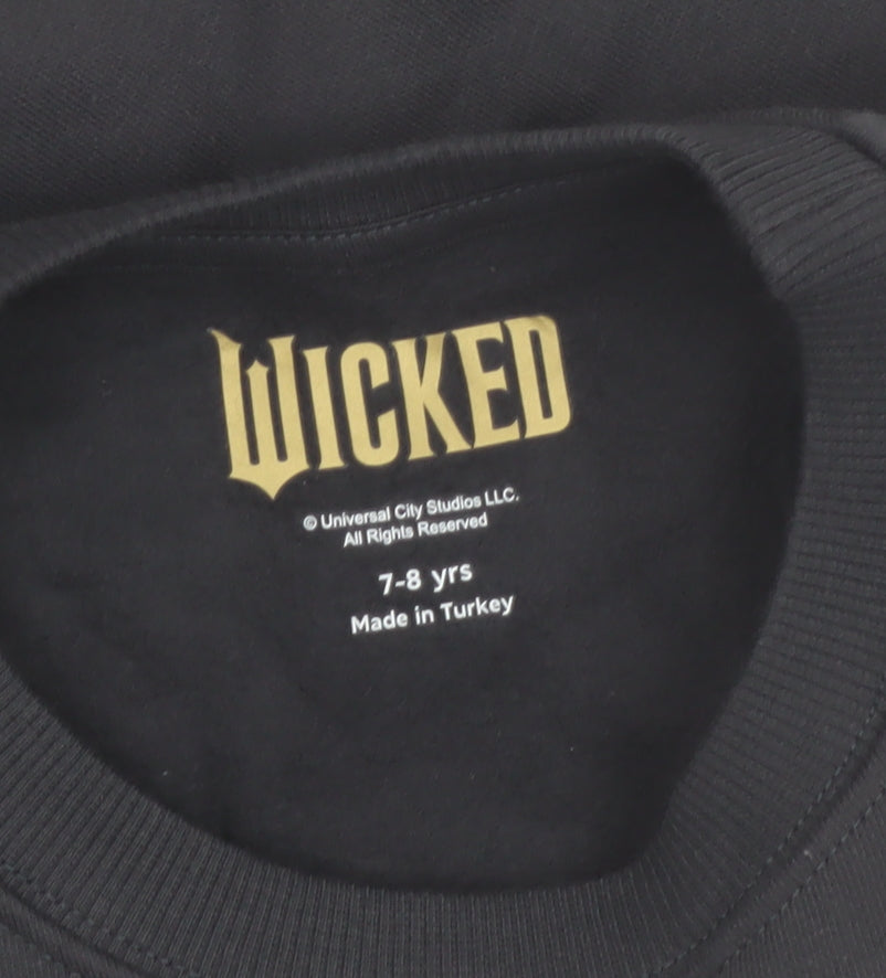 Marks and Spencer Girls Black Wicked Witch Pullover Sweatshirt 7-8 Years