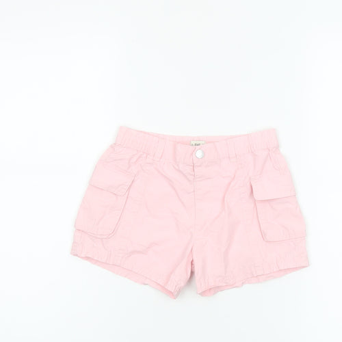 F&F Girls Pink Cotton Cargo Shorts 5-6 Years Elastic Waist Pockets