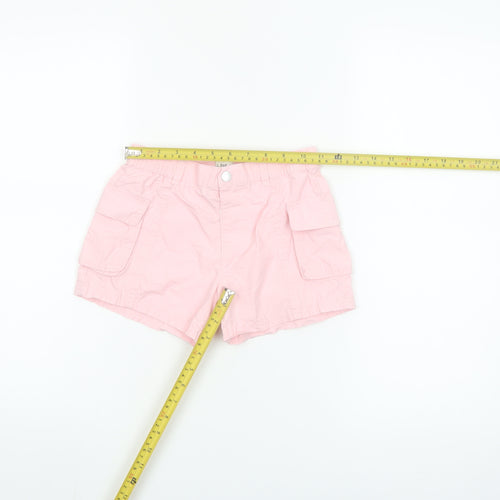 F&F Girls Pink Cotton Cargo Shorts 5-6 Years Elastic Waist Pockets
