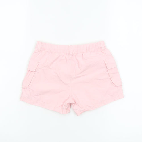 F&F Girls Pink Cotton Cargo Shorts 5-6 Years Elastic Waist Pockets