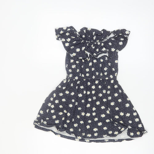 St. Bernard Girls Blue Floral Cotton A-Line Dress 6 Years