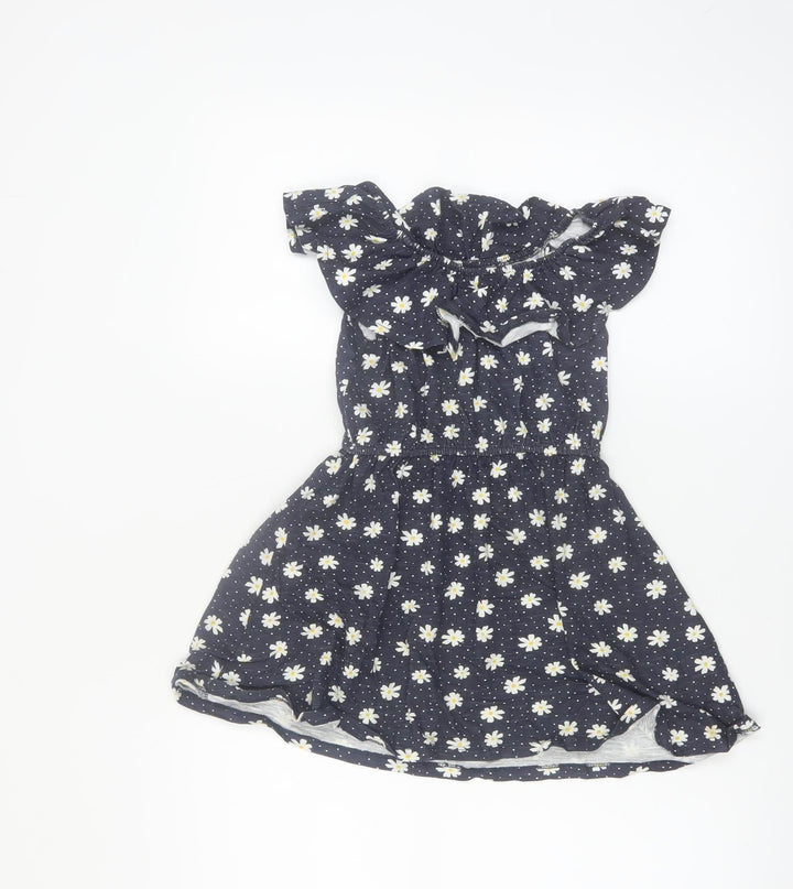 St. Bernard Girls Blue Floral Cotton A-Line Dress 6 Years