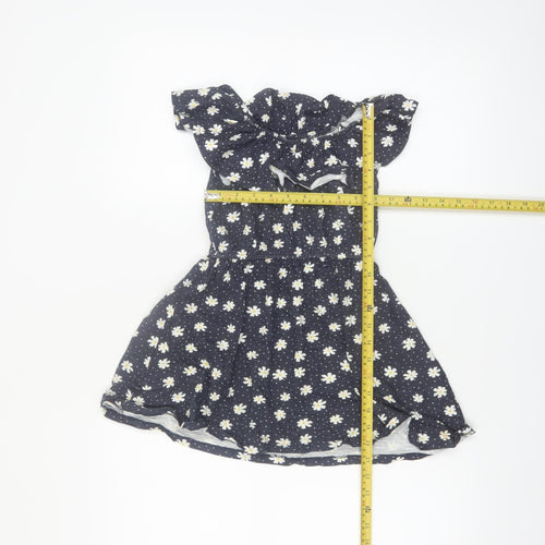St. Bernard Girls Blue Floral Cotton A-Line Dress 6 Years