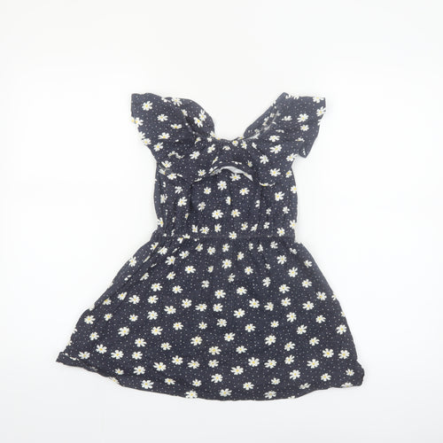 St. Bernard Girls Blue Floral Cotton A-Line Dress 6 Years