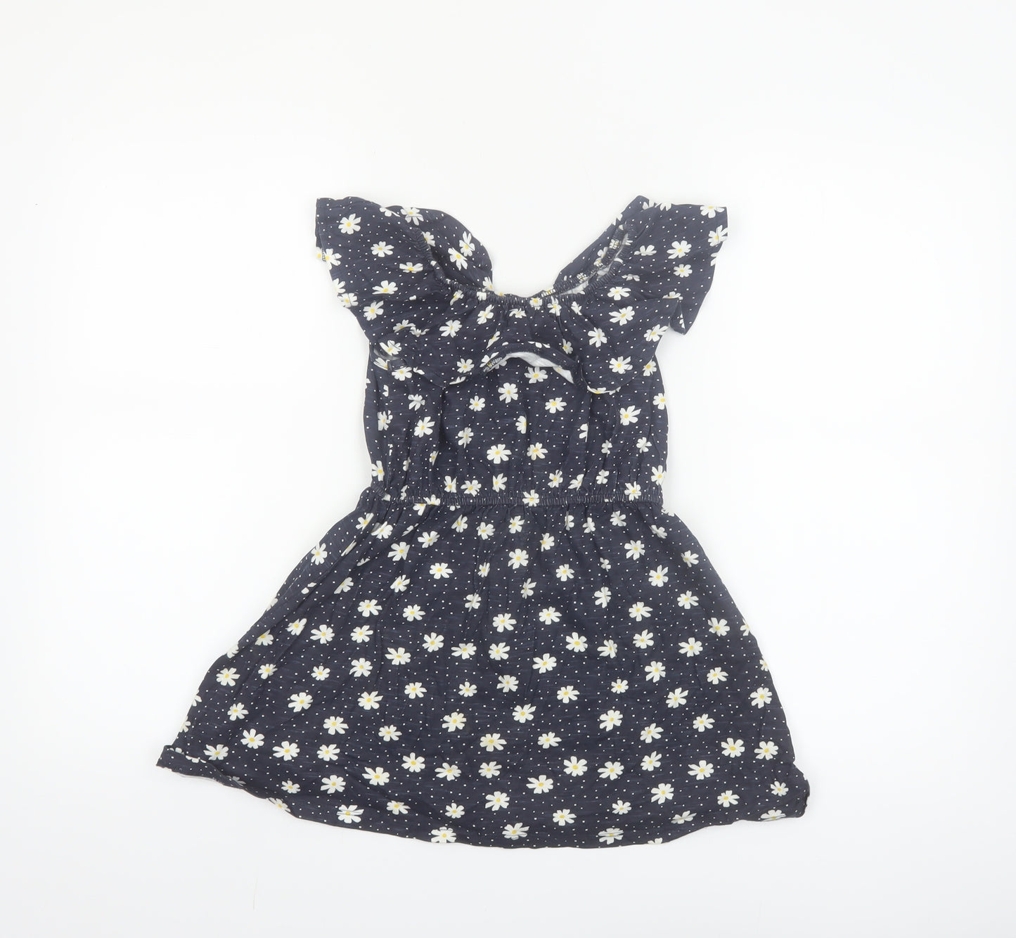 St. Bernard Girls Blue Floral Cotton A-Line Dress 6 Years