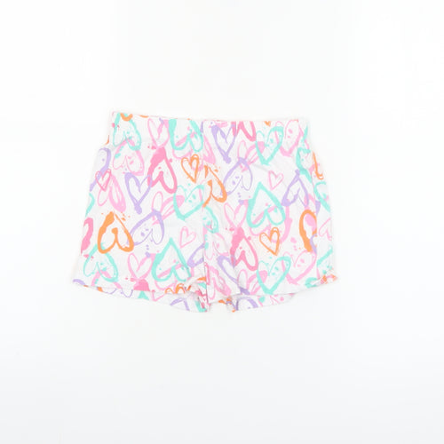 F&F Girls Multicoloured Heart Print Cotton Shorts 7-8 Years