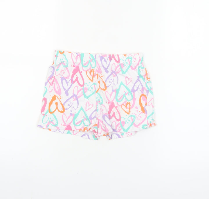 F&F Girls Multicoloured Heart Print Cotton Shorts 7-8 Years