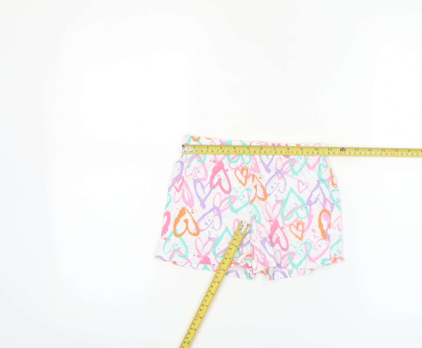 F&F Girls Multicoloured Heart Print Cotton Shorts 7-8 Years