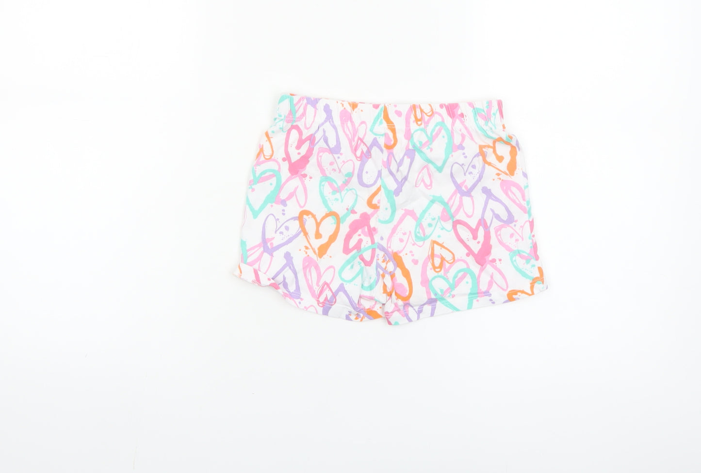 F&F Girls Multicoloured Heart Print Cotton Shorts 7-8 Years