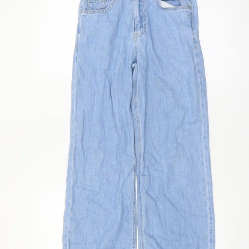 Denim Co. Girls Blue Wide-Leg Jeans 9-10 Years 100% Cotton High Rise