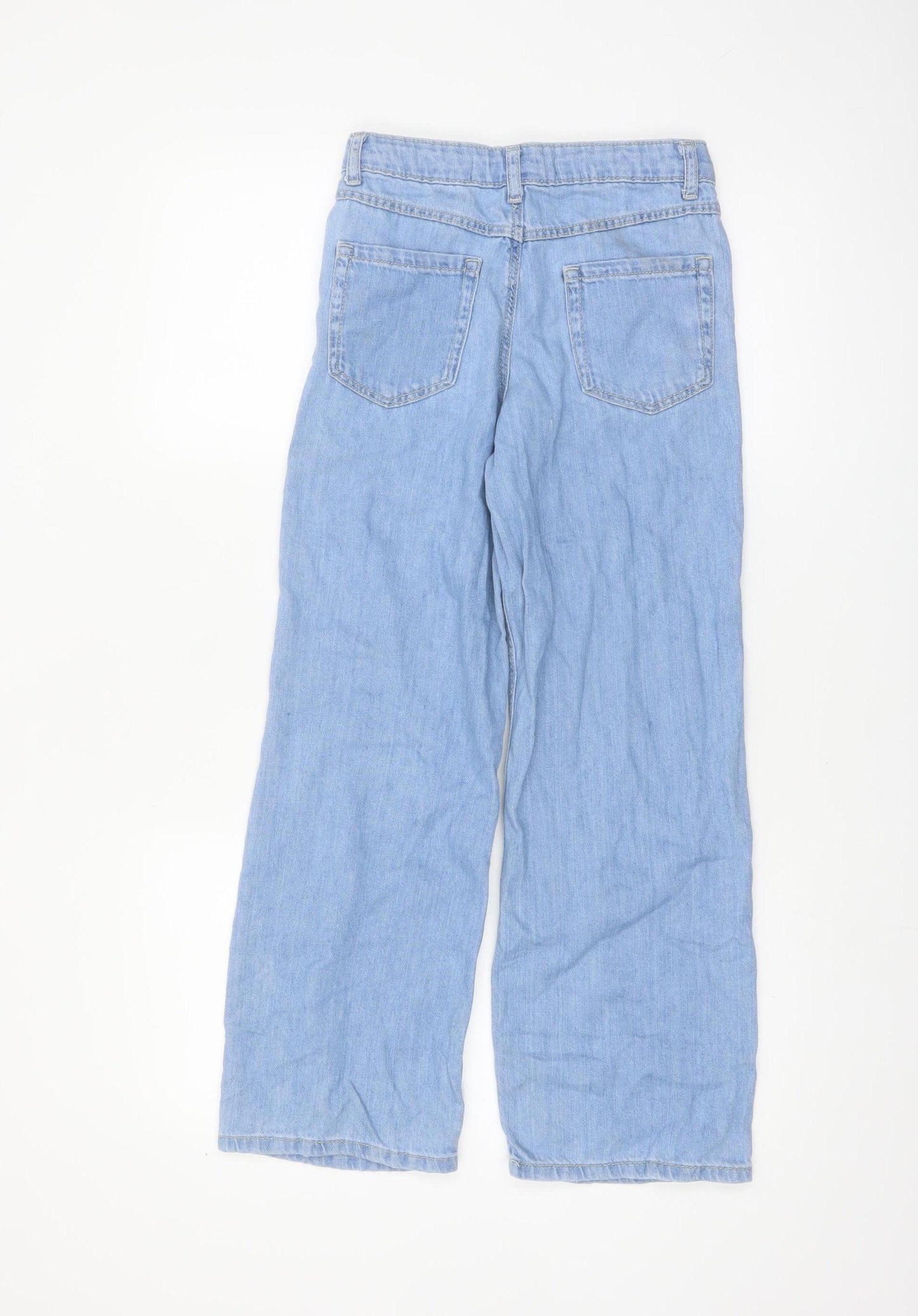 Denim Co. Girls Blue Wide-Leg Jeans 9-10 Years 100% Cotton High Rise