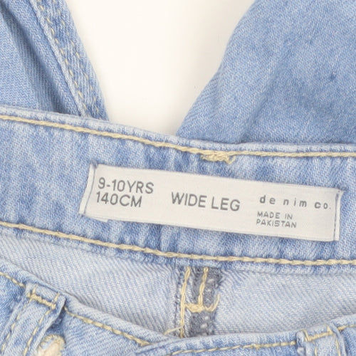 Denim Co. Girls Blue Wide-Leg Jeans 9-10 Years 100% Cotton High Rise