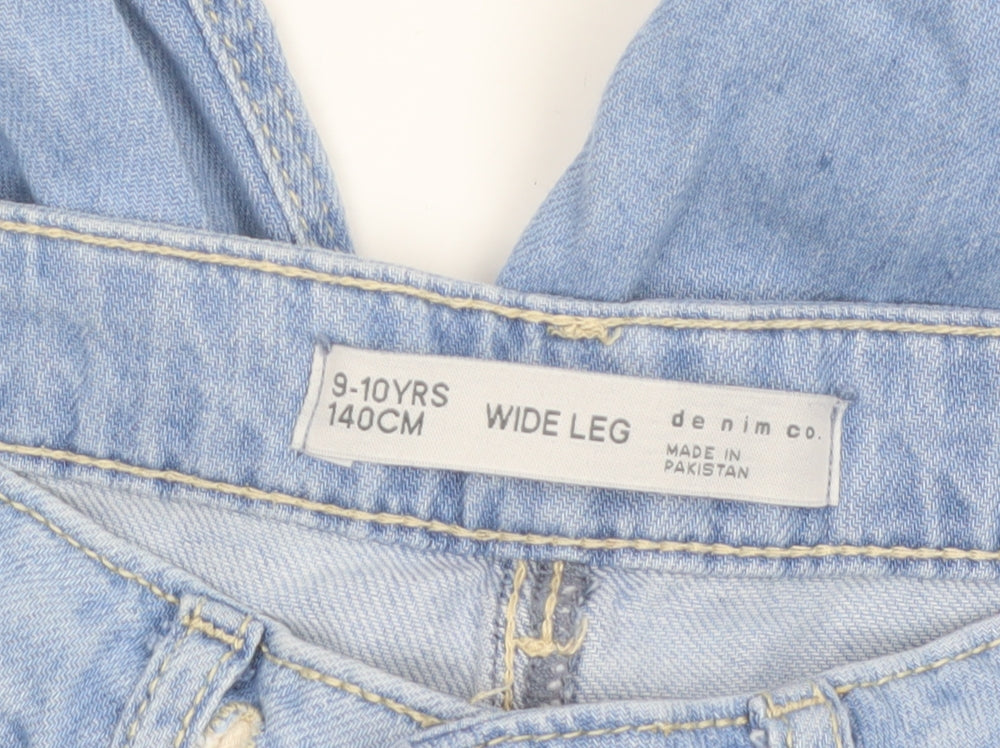 Denim Co. Girls Blue Wide-Leg Jeans 9-10 Years 100% Cotton High Rise