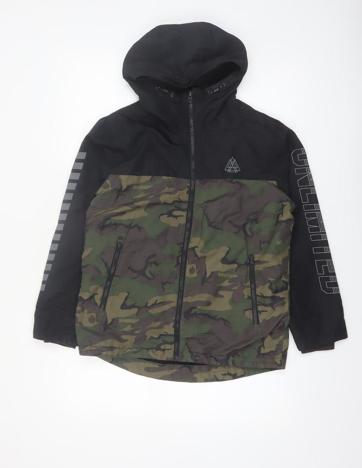 Next Boys Green Camouflage Hooded Windbreaker Jacket 12 Years