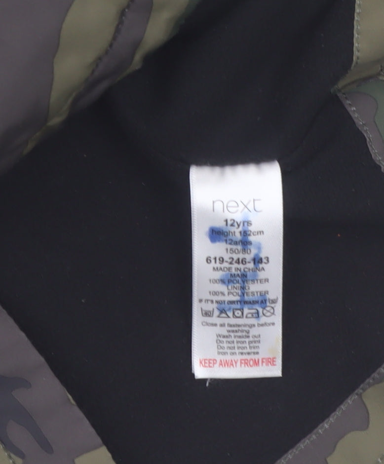 Next Boys Green Camouflage Hooded Windbreaker Jacket 12 Years
