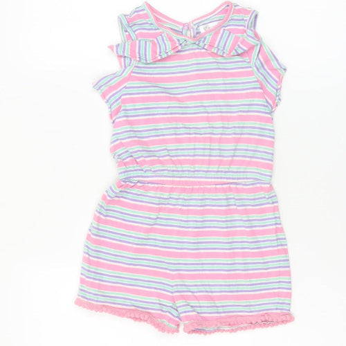 V by Very Girls Multicoloured Striped Cotton Playsuit 4-5 Years Sleeveless