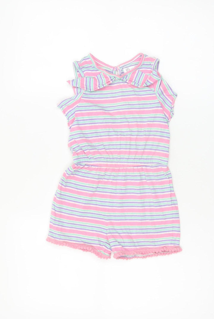 V by Very Girls Multicoloured Striped Cotton Playsuit 4-5 Years Sleeveless