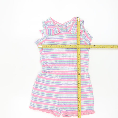 V by Very Girls Multicoloured Striped Cotton Playsuit 4-5 Years Sleeveless