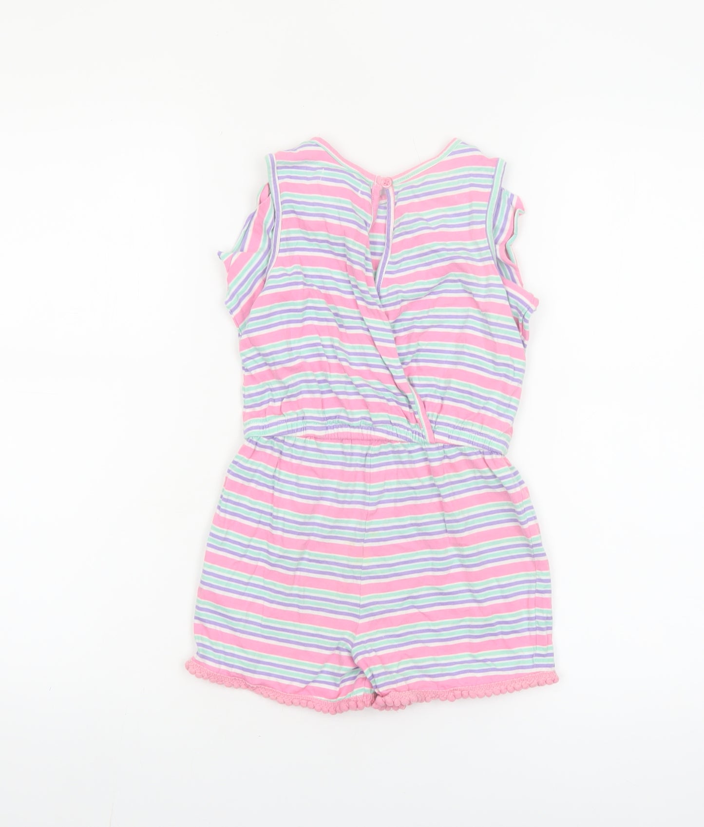 V by Very Girls Multicoloured Striped Cotton Playsuit 4-5 Years Sleeveless