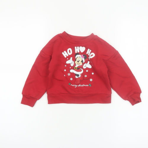 Disney Minnie Mouse Red Christmas Sweatshirt 18-24M Primark Baby Jumper