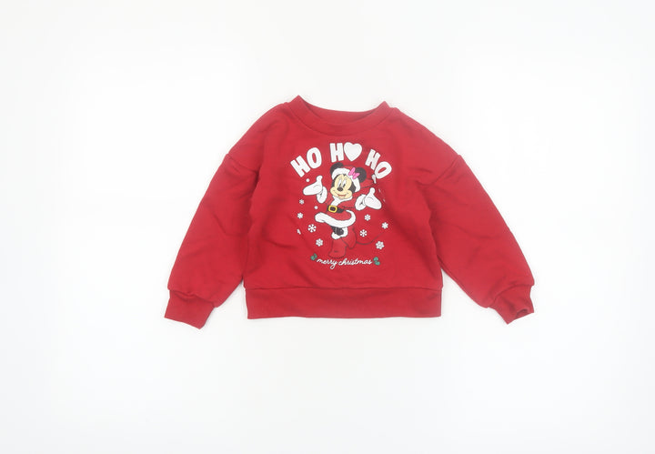 Disney Minnie Mouse Red Christmas Sweatshirt 18-24M Primark Baby Jumper
