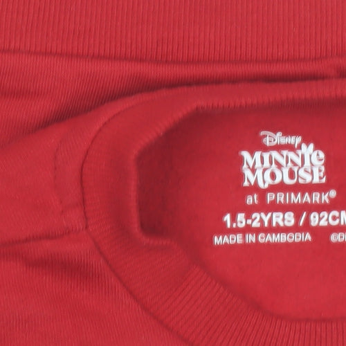 Disney Minnie Mouse Red Christmas Sweatshirt 18-24M Primark Baby Jumper