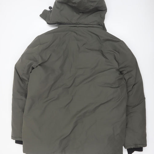 Diesel Men's Green 2XL Parka Coat Hooded Faux Fur Trim Winter Jacket