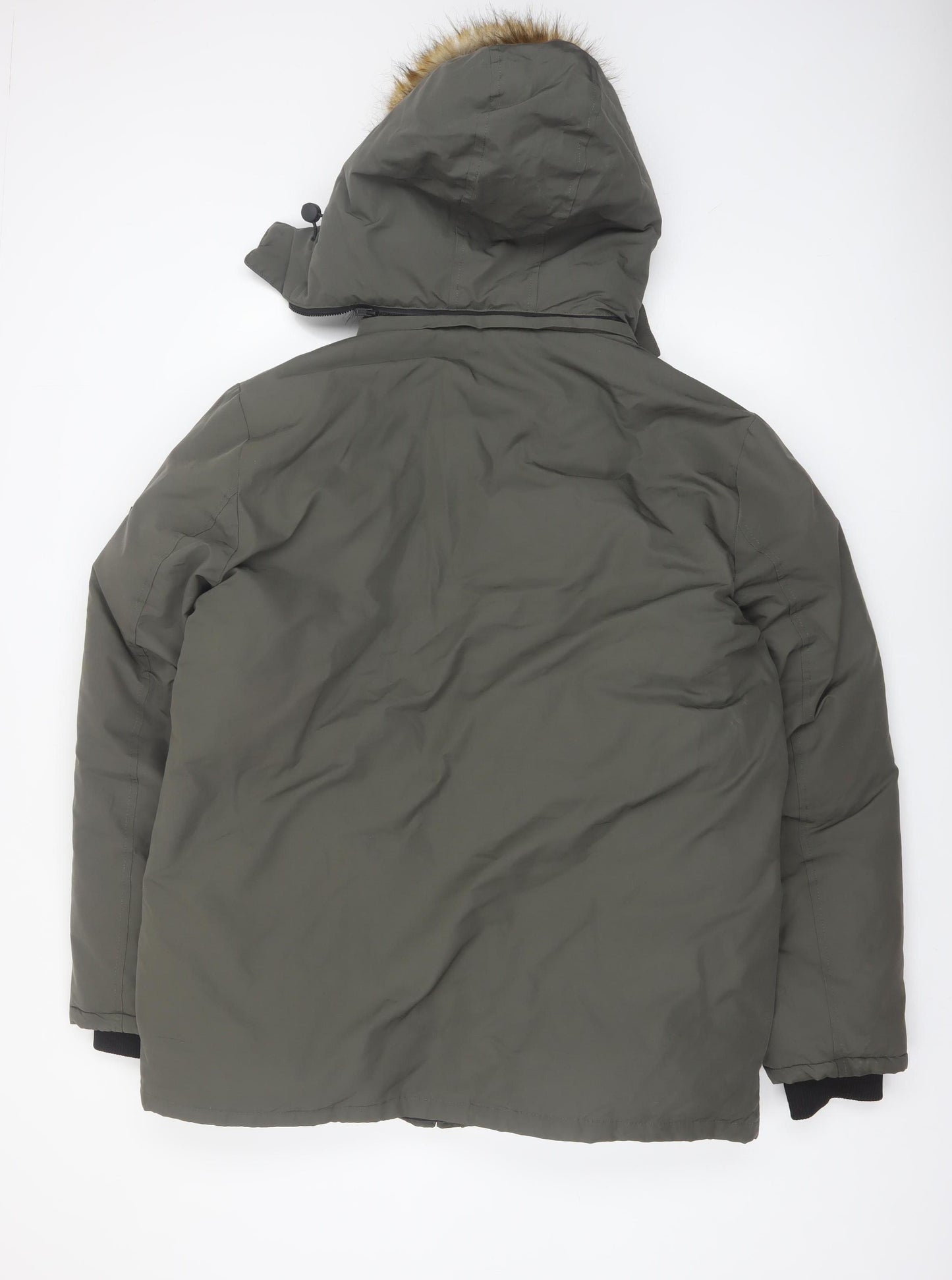 Diesel Men's Green 2XL Parka Coat Hooded Faux Fur Trim Winter Jacket