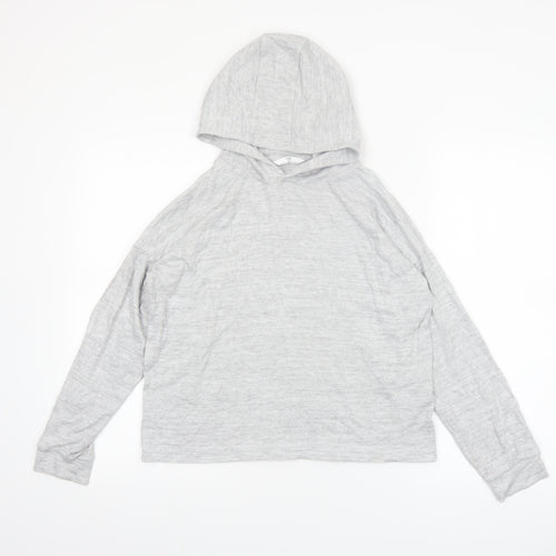 Marks and Spencer Girls Grey Long Sleeve Hooded Pullover Jumper 12-13 Years