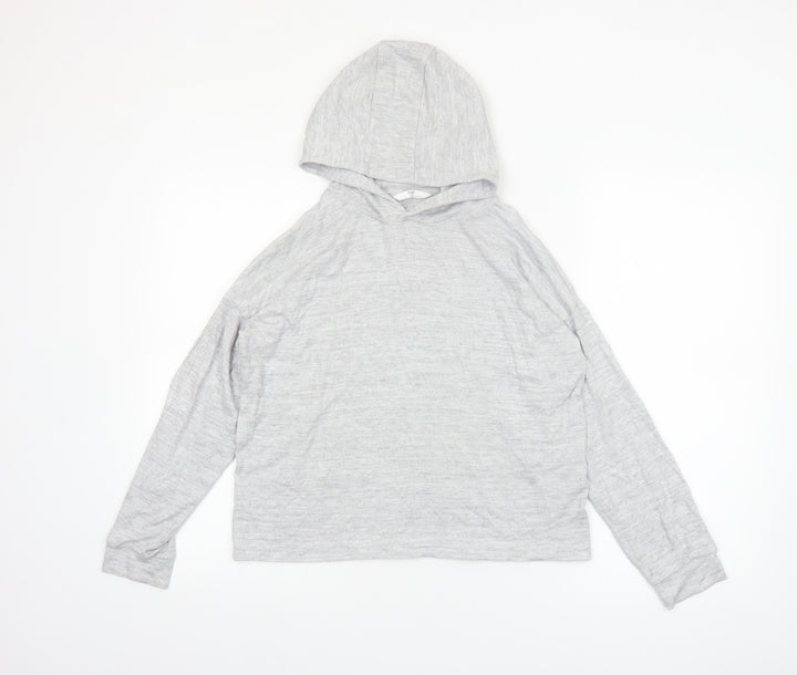 Marks and Spencer Girls Grey Long Sleeve Hooded Pullover Jumper 12-13 Years