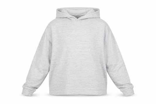 Front view of Marks & Spencer girls’ grey long sleeve hooded jumper 12-13 years