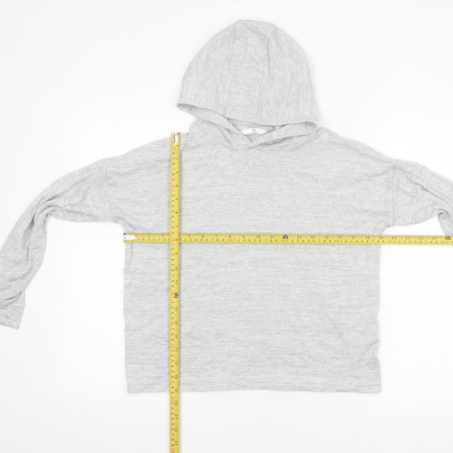 Marks and Spencer Girls Grey Long Sleeve Hooded Pullover Jumper 12-13 Years
