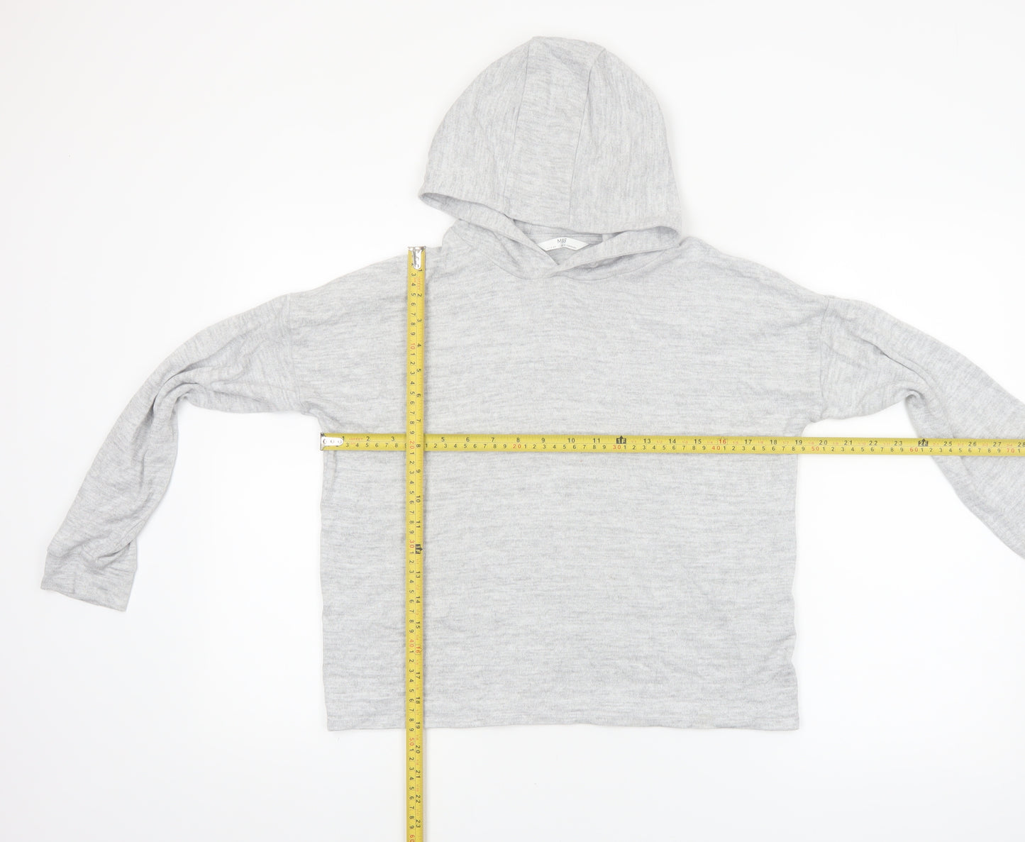 Marks and Spencer Girls Grey Long Sleeve Hooded Pullover Jumper 12-13 Years
