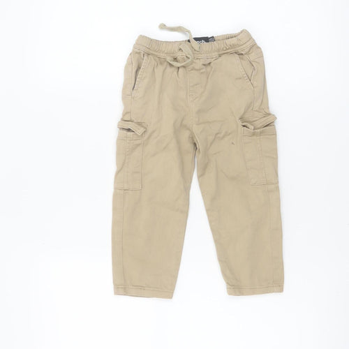 Bench Unisex Baby Beige Cargo Trousers 18-24 Months Elastic Waist Twill Cotton Pants